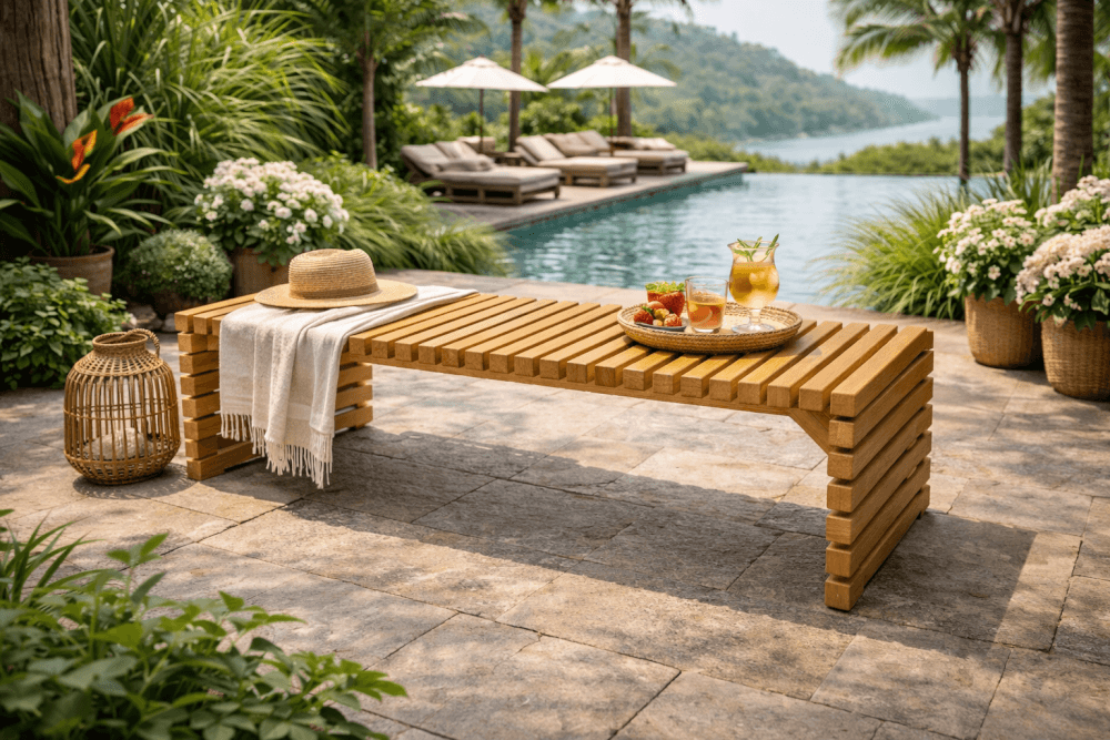 ม้านั่งสนาม PAREENA DECOR รุ่น AURELIA ไม้สัก ขนาด 200X40X45 ซม. สีน้ำตาล_1